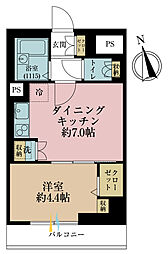 コンドミニアム千駄木 1DKの間取図画像