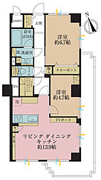 スカイ・エスタ 2LDKの間取図画像