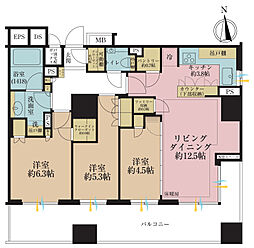 ザ・パークハウス大森タワー 3LDKの間取図画像
