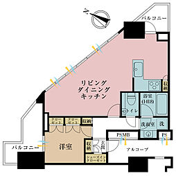 プラウドタワー東池袋ステーションアリーナ 1LDKの間取図画像