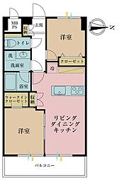 東陽町ハイホーム 2LDKの間取図画像