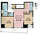 間取り：2LDK、専有面積53.44m2、バルコニー面積7.31m2