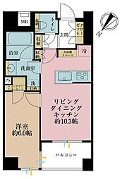 オープンレジデンシア銀座築地 1LDKの間取図画像