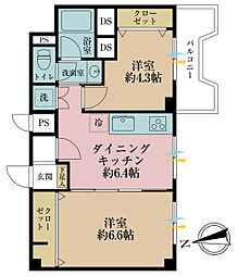 パシフィック門前仲町 2DKの間取図画像
