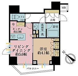 オープンレジデンシア小石川播磨坂 1LDKの間取図画像