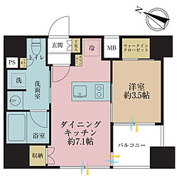 デュオステージ川崎 1DKの間取図画像