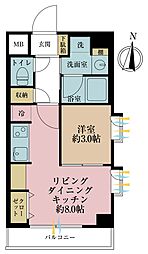 ベルハイム自由が丘 1LDKの間取図画像
