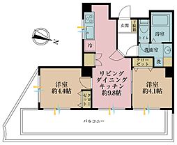 バルミー五反田 2LDKの間取図画像