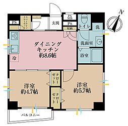 ハピーハイツ入谷 2DKの間取図画像