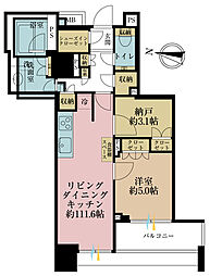 ザ湾岸タワーレックスガーデン 1LDKの間取図画像