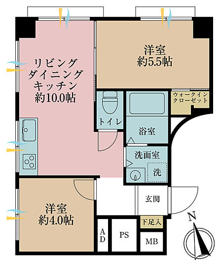 2LDK 間取り
