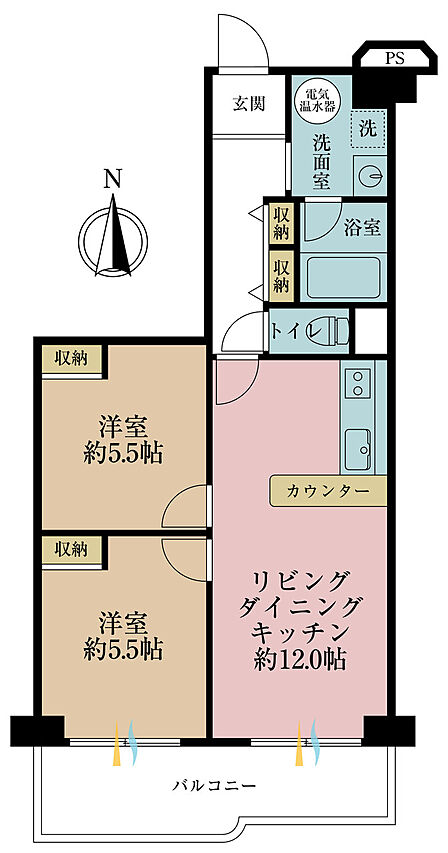 2LDK 間取り