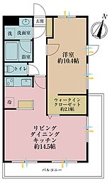 セザール長原 1SLDKの間取図画像