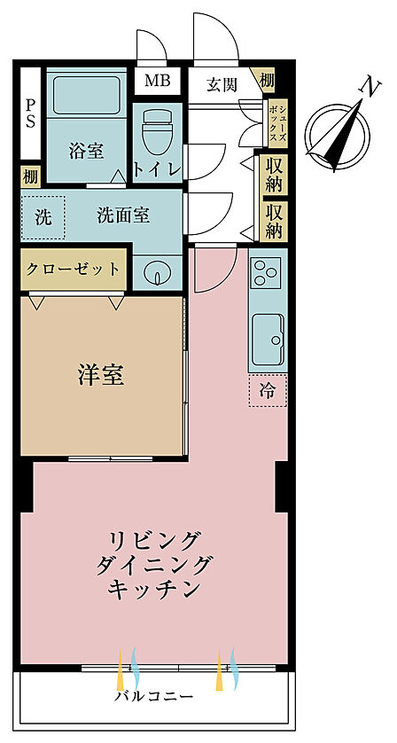 1LDK、専有面積40.5m2