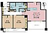 間取り：2LDK、専有面積70.01m2、バルコニー面積14.9m2