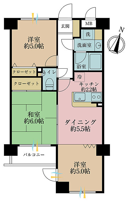 2LDK 間取り