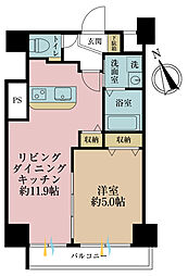 チュリス田原町 1LDKの間取図画像