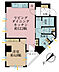 間取り：1LDK、専有面積43.11m2、バルコニー面積2m2