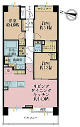 イーストパークス大島セントラルスクエア 3LDKの間取図画像
