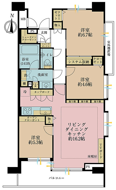 3LDK 間取り
