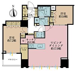 シティタワーズ豊洲ザ・ツインN棟 2LDKの間取図画像