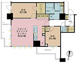 パークシティ中野ザタワーブリーズ 2LDKの間取図画像