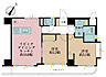 間取り：2LDK、専有面積53.46m2、バルコニー面積10.34m2