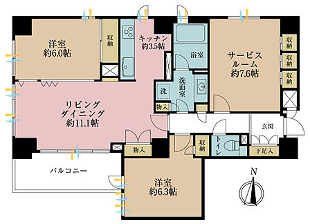 2LDK+S(納戸)、専有面積78.23m2