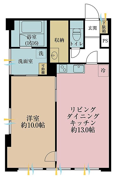 1LDK、専有面積63.36m2