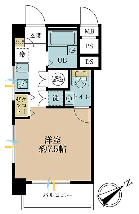 専有面積25.92m2、バルコニー面積3.81m2