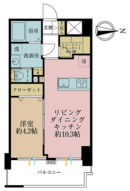 1LDK、専有面積38m2、バルコニー面積8.07m2