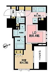 パークホームズ浅草橋 1LDKの間取図画像