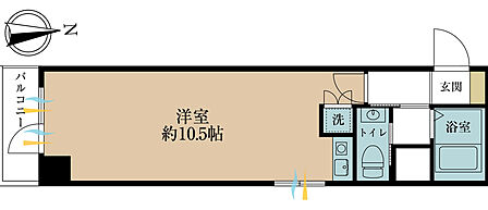 1LDK、専有面積31.34m2、バルコニー面積2.9m2