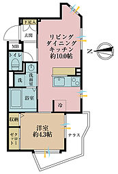 ジェイパーク代々木上原 1LDKの間取図画像