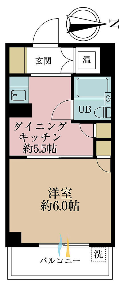 1DK、専有面積27m2