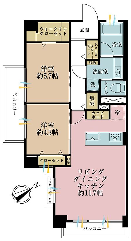 2LDK 間取り