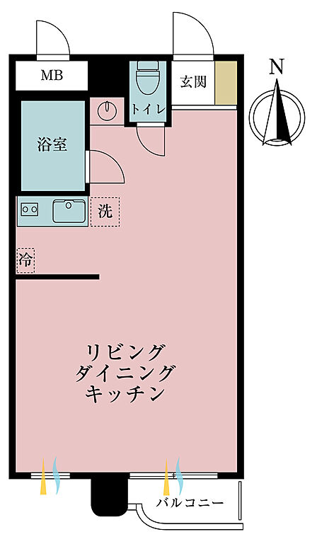 専有面積32.13m2、バルコニー面積1.73m2