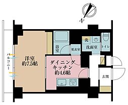 シャンボール第2築地 1DKの間取図画像