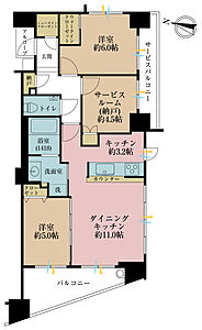 間取り:2LDK+S(納戸)、専有面積67.28m2、バルコニー面積8.58m2 間取り:2LDK+S(納戸)、専有面積67.28m2、バルコニー面積8.58m2