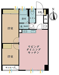 間取り:2LDK、専有面積65m2 間取り:2LDK、専有面積65m2