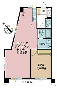 間取り：1LDK、専有面積48.96m2、バルコニー面積5.94m2