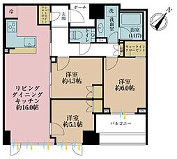 スカイフォレストレジデンス 3LDKの間取図画像
