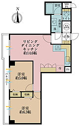 秀和大山レジデンス 2LDKの間取図画像