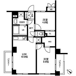 マイキャッスル中目黒2 2LDKの間取図画像