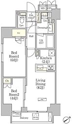 パークヴィラ恵比寿 2LDKの間取図画像