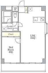 目黒パークスクエア 1LDKの間取図画像