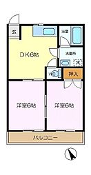 クリエール鈴木 2DKの間取図画像