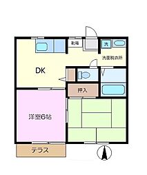 ルームM 2DKの間取図画像