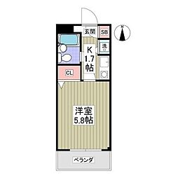 ハイツオータニ 1Kの間取図画像