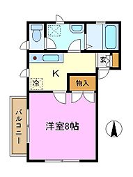 メゾンフレール 1Kの間取図画像